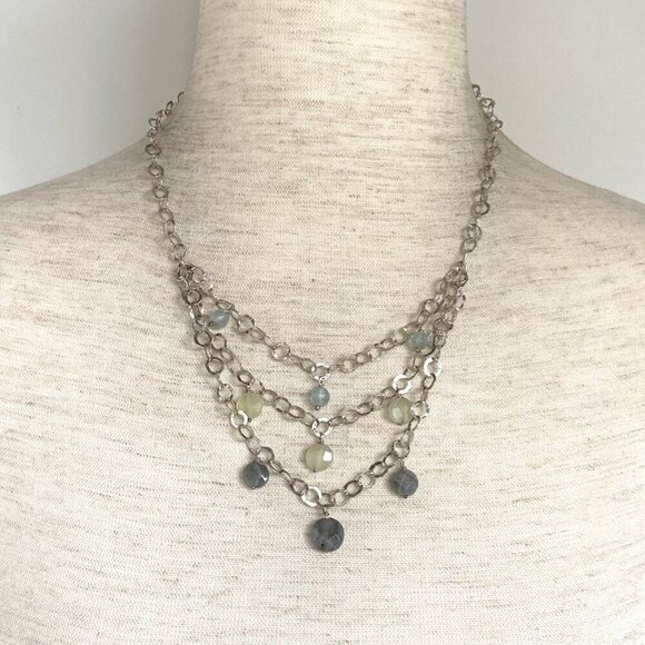 Sterling Silver 925 Multi Gemstone Multi Chain Necklace & Earrings Set 17" - Picture 11 of 16